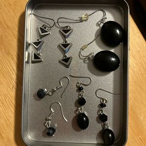 Black Earrings set of 4